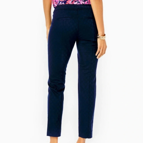 NWOT Lilly Pulitzer Kelly Textured Ankle Length Skinny Pant Navy 0 - Picture 2 of 16